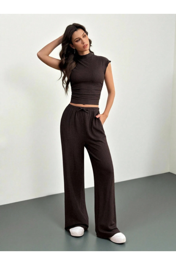 High Collar Detailed Suit Wrinkled Fabric Usa Trend - Do93422