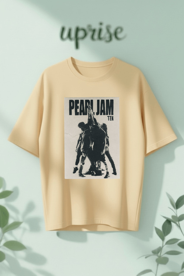 تي شيرت قطني كبير الحجم مطبوع عليه Pearl Jam