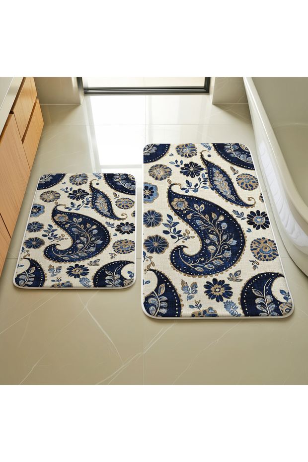 Blue Tone Ethnic Pattern 2-Piece Mat Set M104