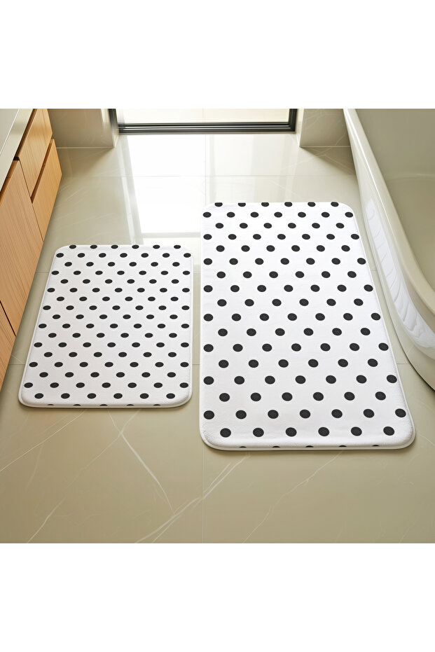Black Polka Dot 2-Piece Mat Set M101