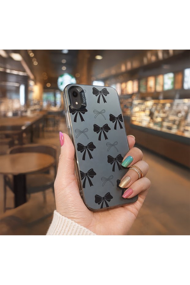 iPhone Xr Compatible Bowknots Print Pattern Shock Absorbing Phone Case Mk01A