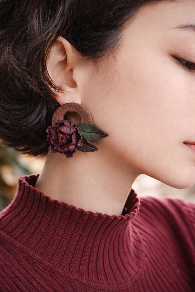 Garnet Rhapsody Special Design Earrings | Handcrafted Polymer Clay Ultra Light Vintage Earrings