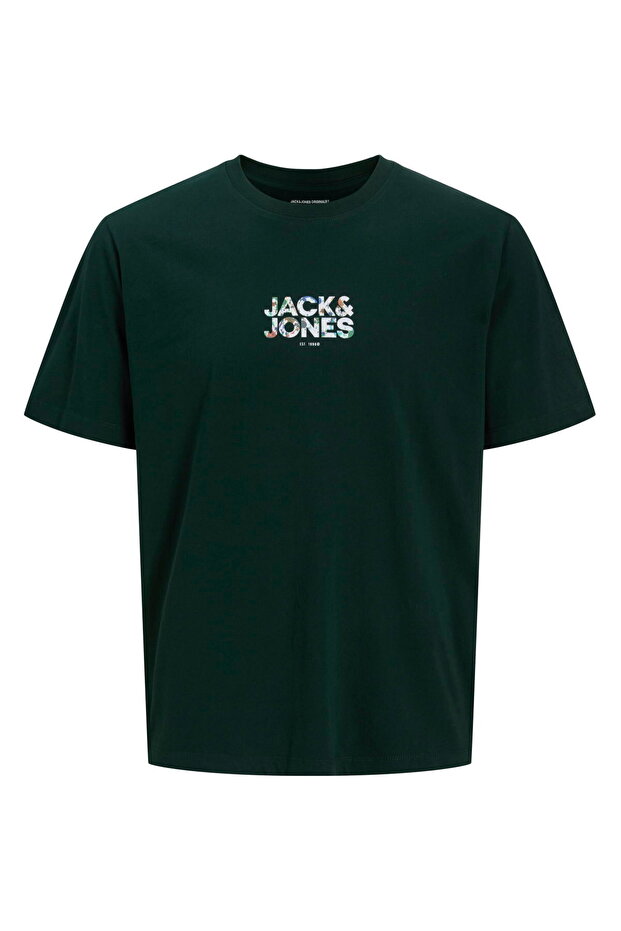 Jack & Jones Erkek Bisiklet Yaka Gögüs Baskili Tisört - New Plas