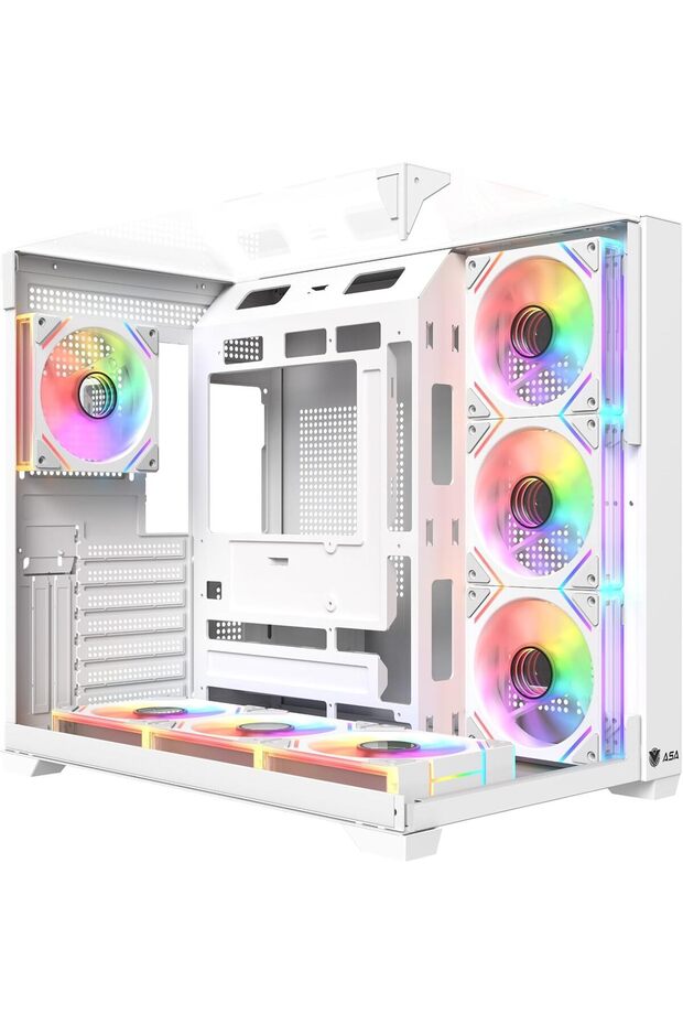 علبة كمبيوتر بيضاء من PANO - صندوق ألعاب بانورامي مع إضاءة RGB، يدعم التبريد المائي و RTX/ITX، تبريد PWM