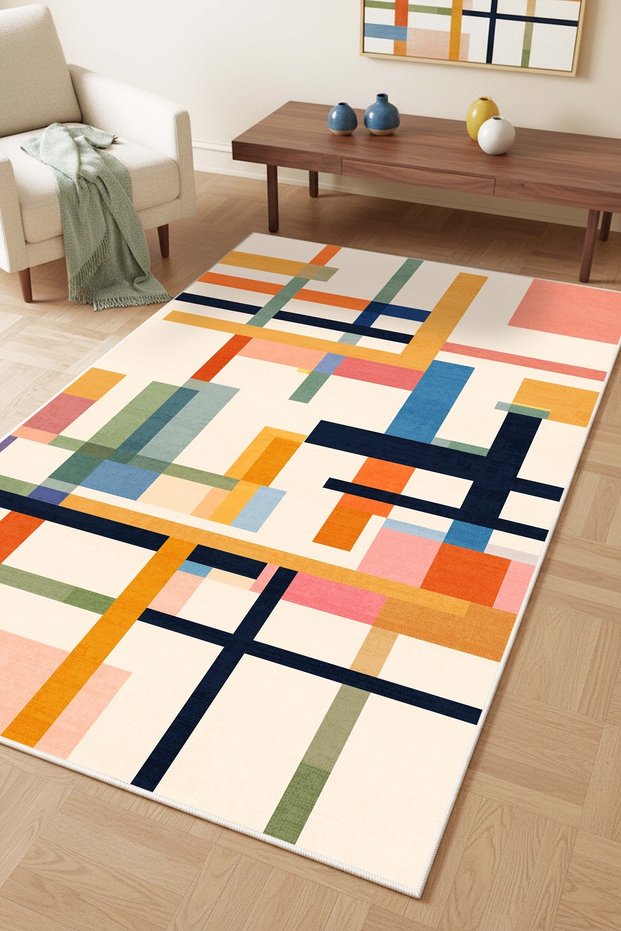 Machine Washable Non-Slip Base Stain-Resistant Digital Living Room Carpet Kitchen Carpet Rug and Runner
