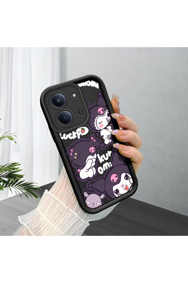 Redmi 15C 4G/5G Compatible Shockproof Camera Protected Black Silicone Stylish Print Case