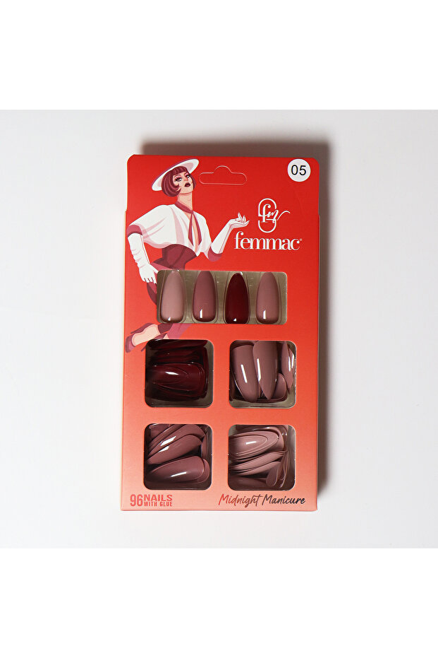 Midnight Manicure Press-On False Nails – Reusable, Lightweight, Salon Finish, 05 Almond