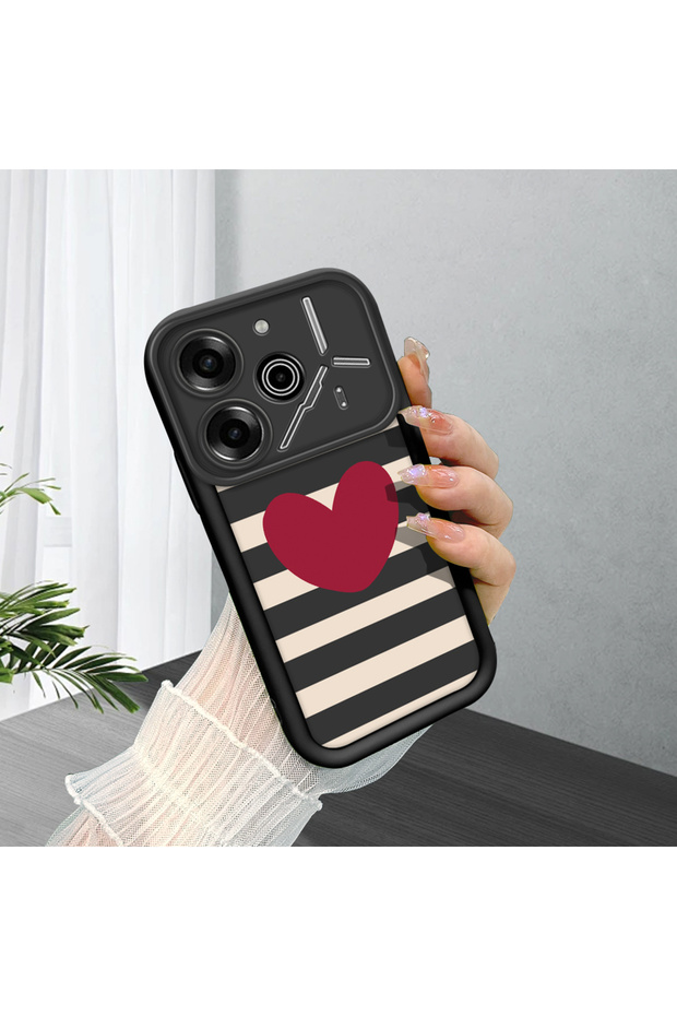 Tecno Pova 6/Pova 6 Pro Compatible Shockproof Camera Protected Black Silicone Stylish Print Case