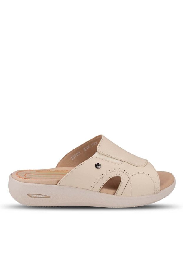 Naye-G Women's Leather Slippers Beige