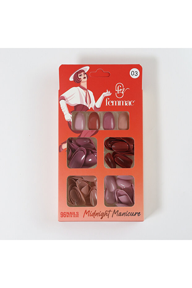 Midnight Manicure Press-On False Nails – Reusable, Lightweight, Salon Finish, 03 Oval