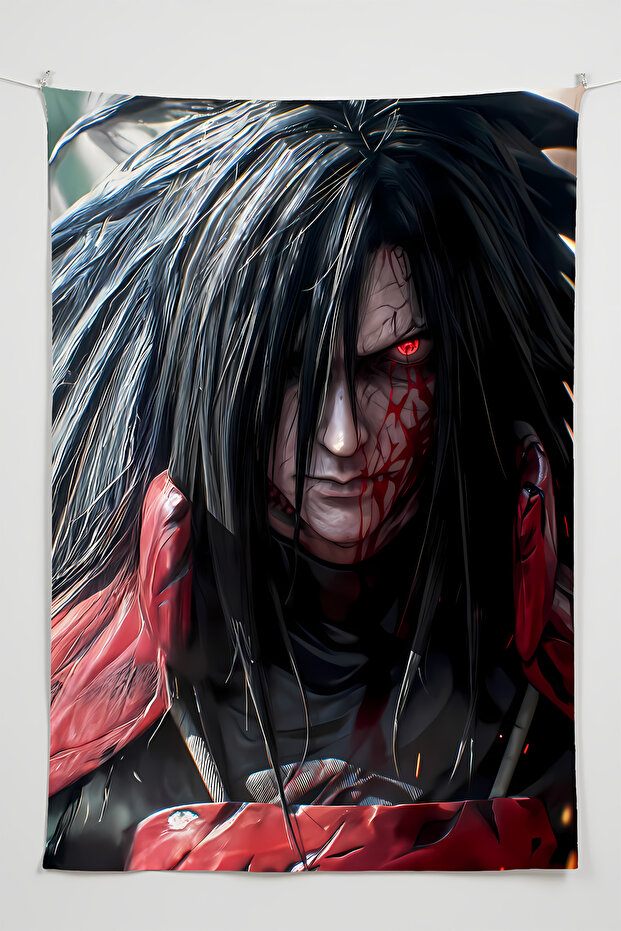 Madara Naruto Themed Gamer Room Wall Covering – Anime & Fantasy Design, Setup Decor, Large Size