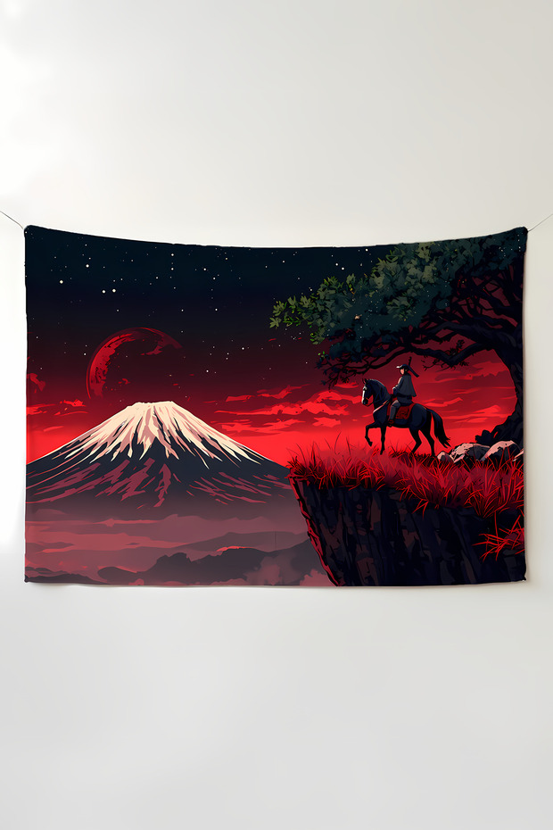 Samurai's Oath Wall Hanging – Large Size Tapestry Wall Carpet, Game Anime Movie Room Decor