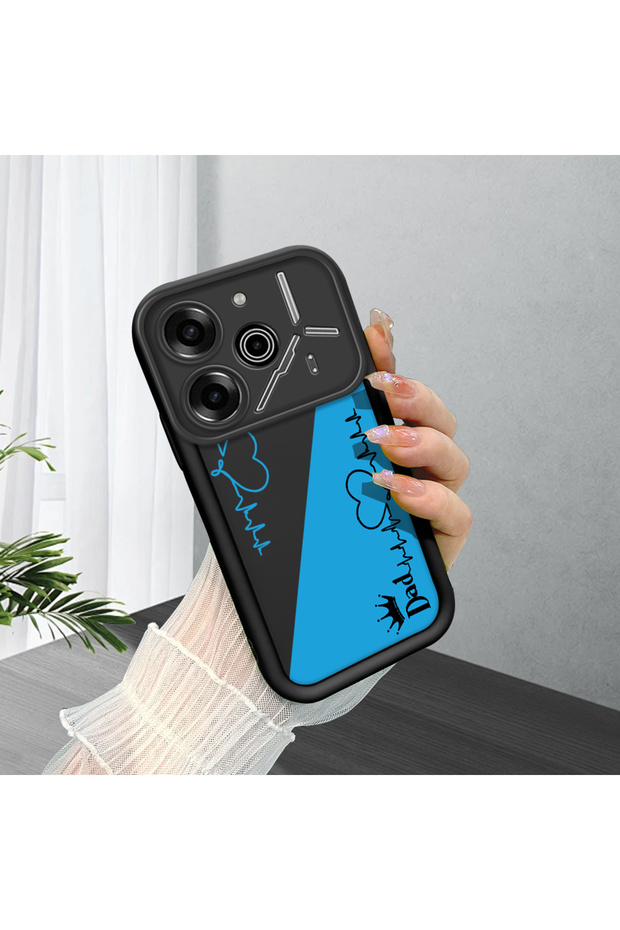 Tecno Pova 6/Pova 6 Pro Compatible Shockproof Camera Protected Black Silicone Stylish Print Case
