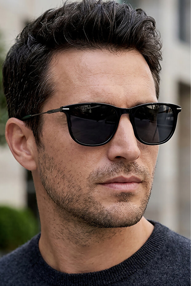 Handmade Acetate - Polarized - Uv400 Protection Black Color Men's Sunglasses 54 Ekartman Dkg6300C3