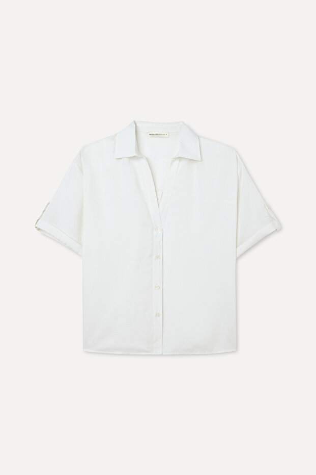 Women's Off-White Lyocell Short Sleeve Shirt