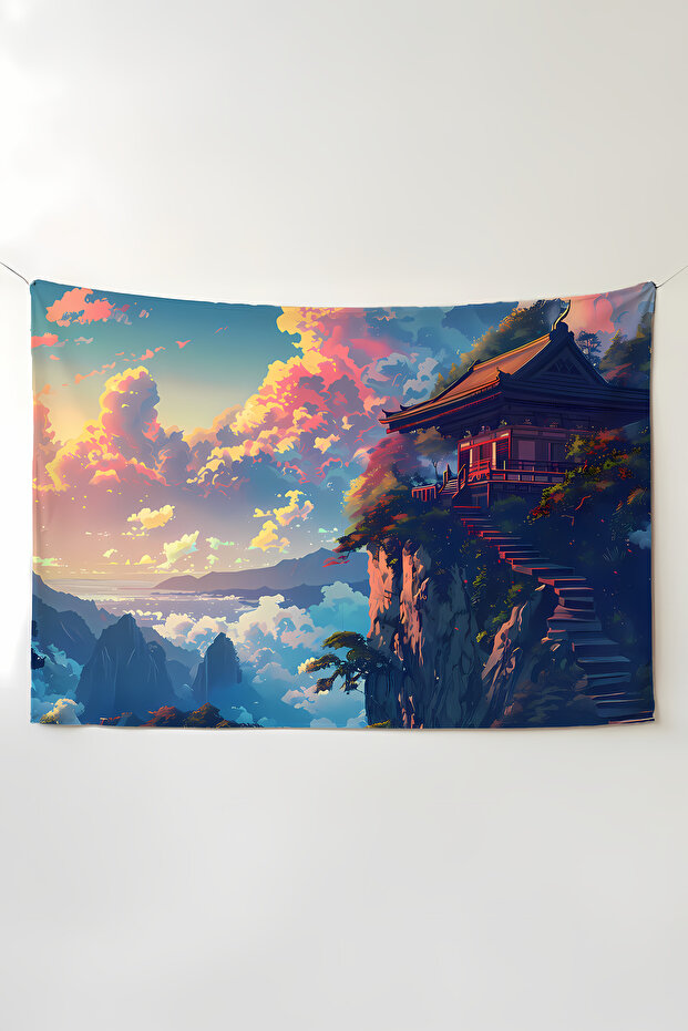 Infinite Temple Aesthetic Wall Covering – Anime Room Decor Tapestry Large Size Wall Decor
