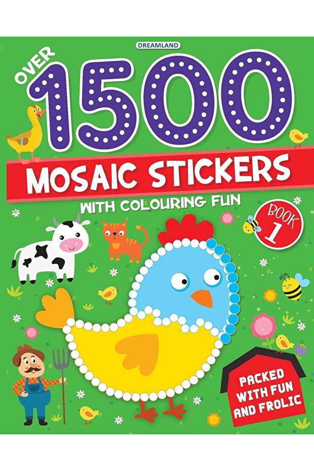 1500 Mosaic Stickers Book 1 with Colouring Fun - Sticker Book for Kids Age 4 - 8 years