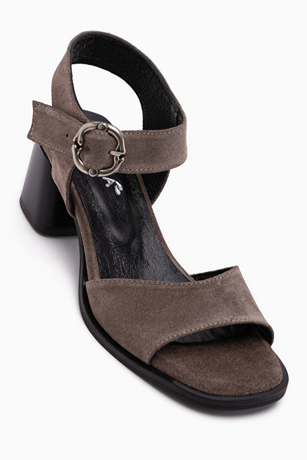 Carina Genuine Leather Mink Suede Heeled Women's Sandals