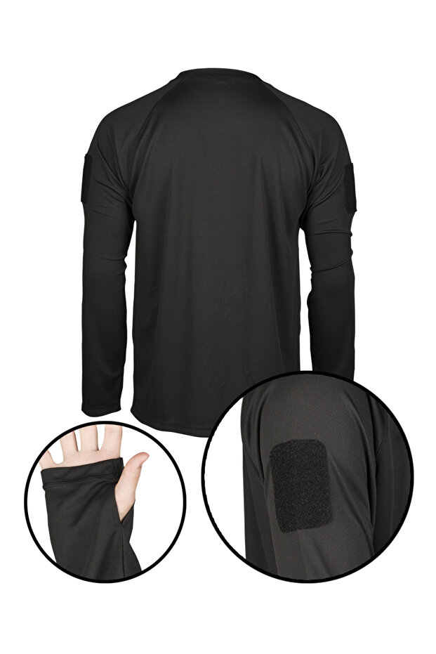 Tricou tactic quickdry maneca lunga - Negru - 2