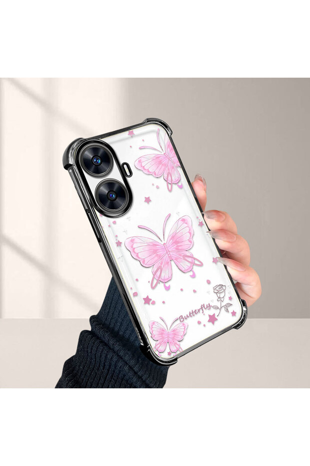 Realme C55 Compatible Stylish Butterfly Pattern Drop-Resistant Case