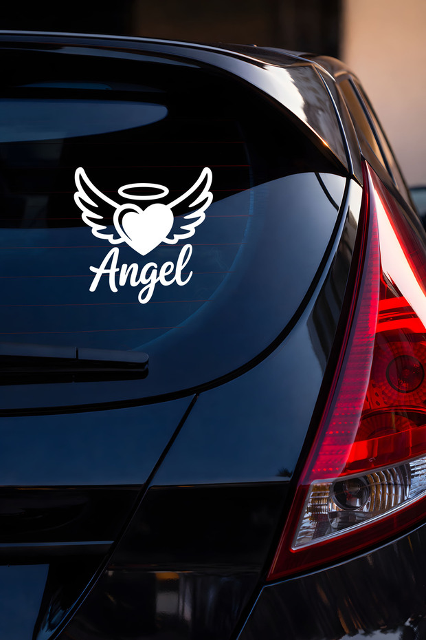 Winged Heart Sticker - Angel Written Car Sticker - Car Motor Helmet Sticker 15X15Cm