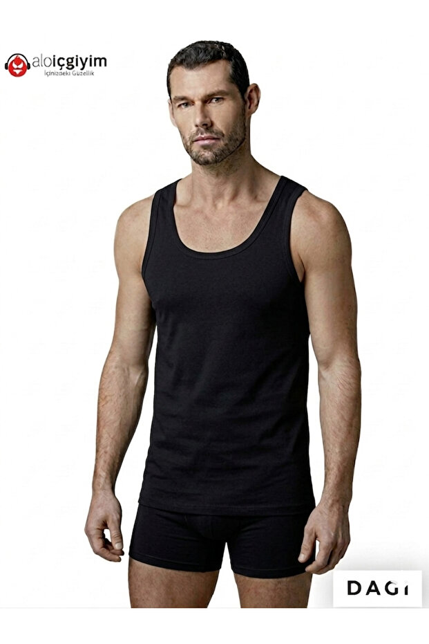 Dagi 2-Pack Men's Black Cotton Ribbed Undershirts - Four Seasons