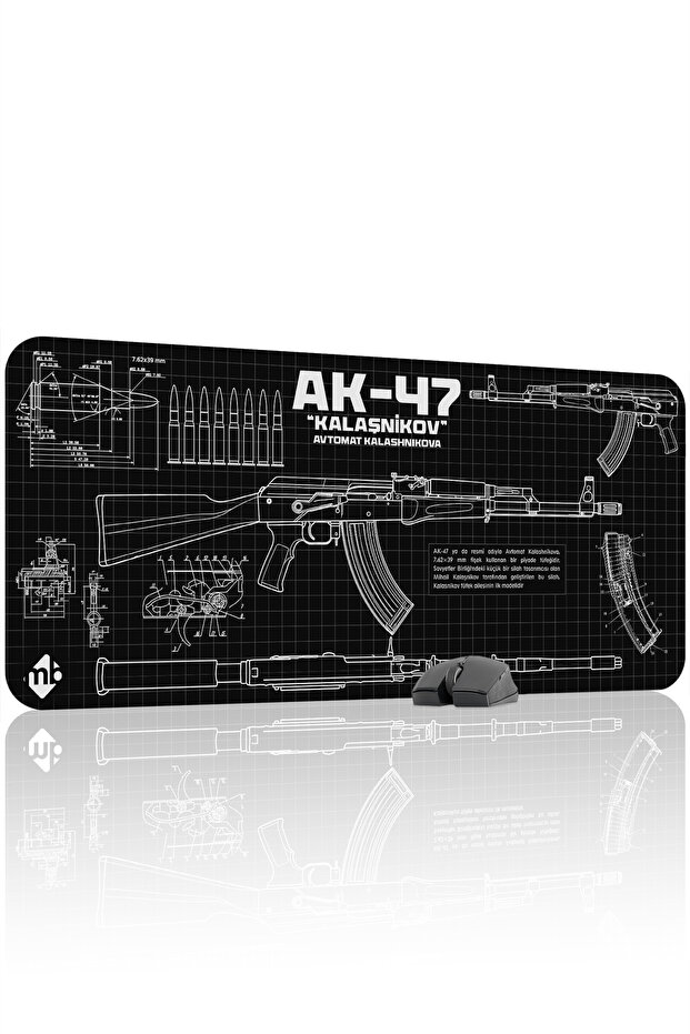 Ak 47 Black Kalashnikov Cs Stitched Rubber Gaming Mousepad - 90X40 Gaming Mouse Pad Ak-47