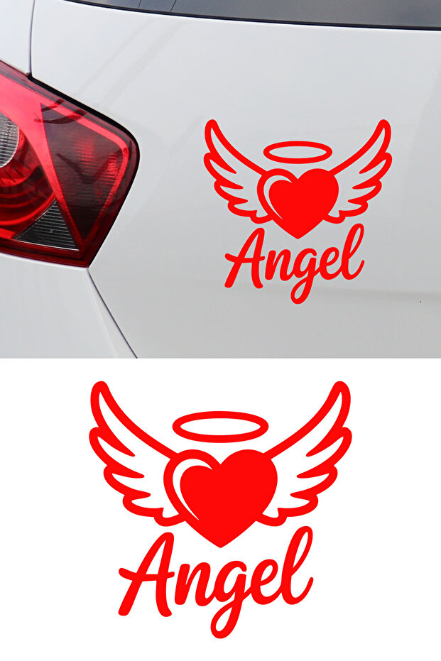 Winged Heart Sticker - Angel Written Car Sticker - Car Motor Helmet Sticker 15X15Cm