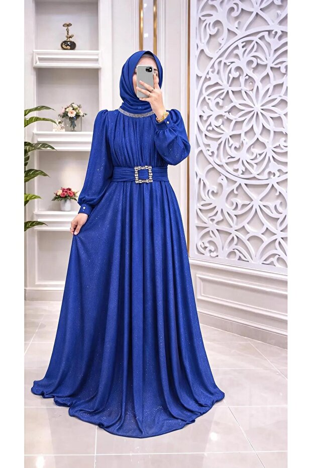 Hijab Silvery Evening Dress
