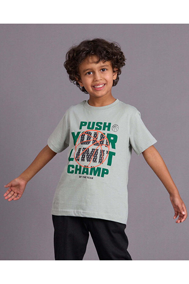 Boys Mint Printed T-Shirt