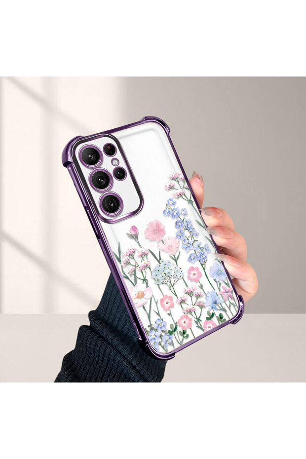 Samsung Galaxy S22 Ultra Compatible Beautiful Flower Pattern Drop-Resistant Protective Case