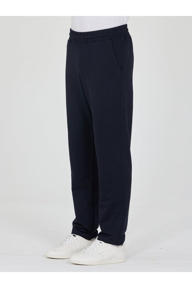 Navy Blue Men's Sweatpants Straight Leg Comfortable Cut Pocket Basic Daily Sports Sweatpants