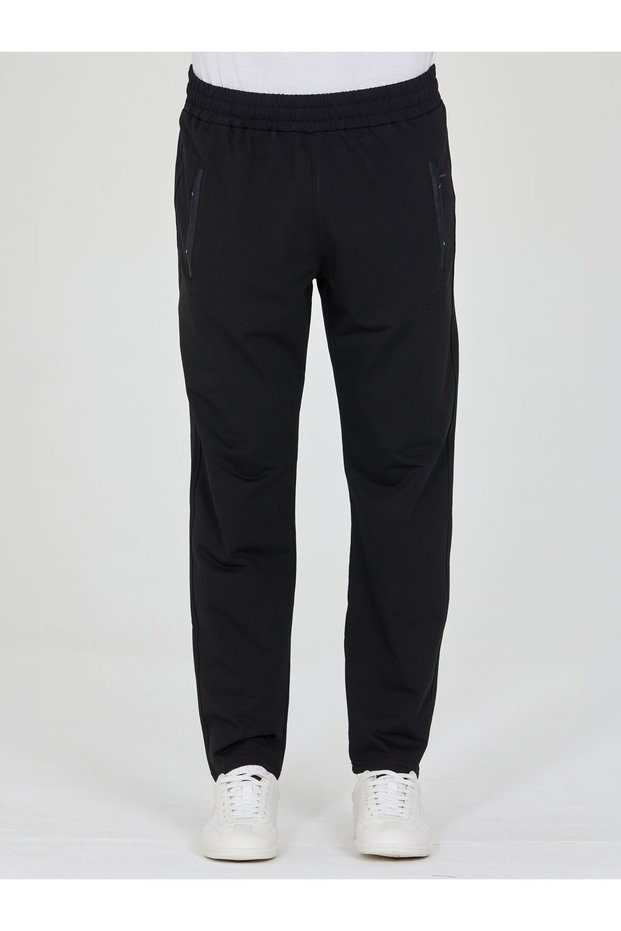 Black Men's Sweatpants Relaxed Fit Basic Straight Leg Casual Sports Sweatpants