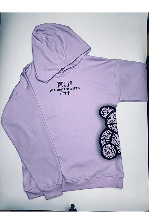 Girl's Fun Lilac Hooded Sweatshirt