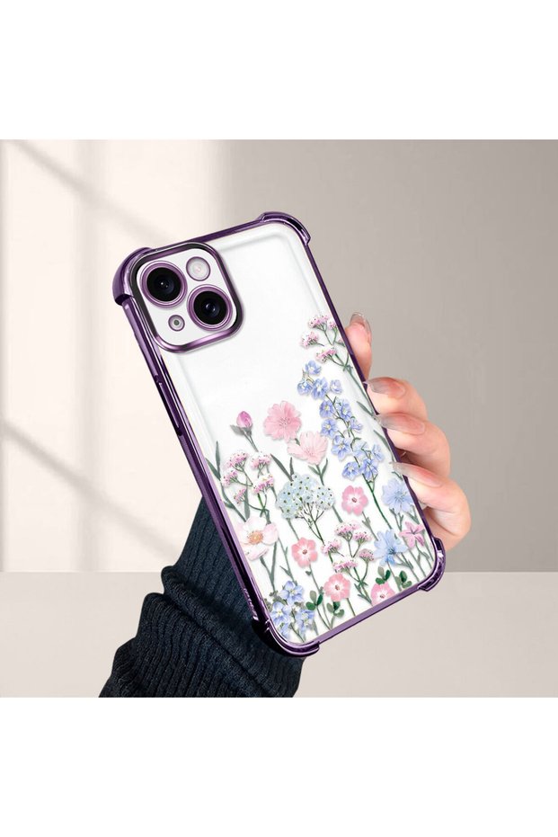 iPhone 15 Compatible Beautiful Flower Pattern Drop-Resistant Protective Case
