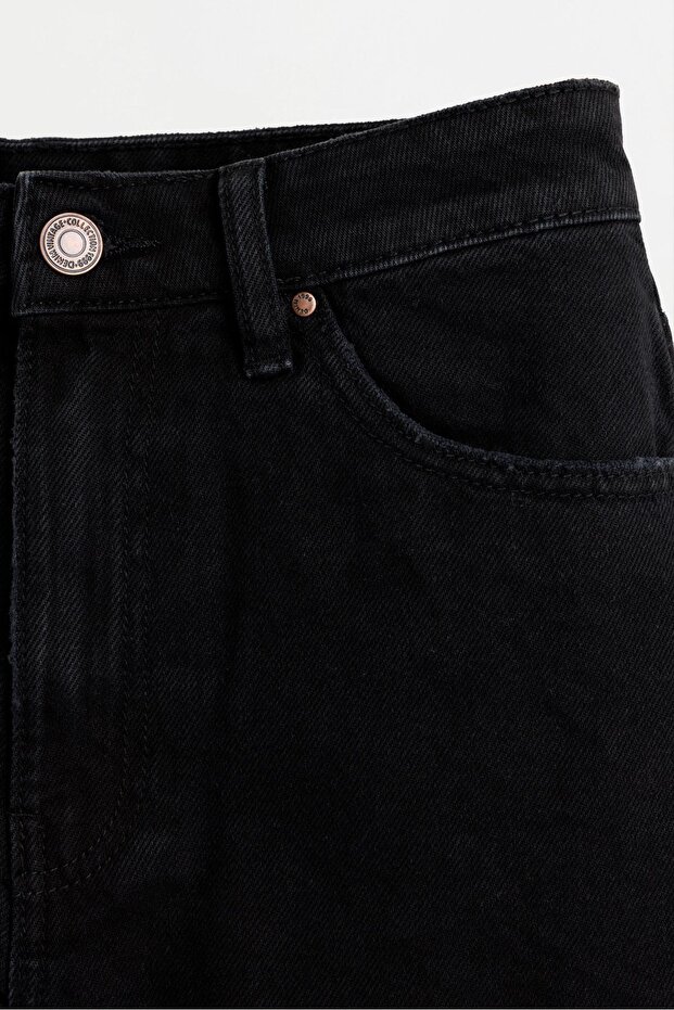 Basic denim mom şort - 7