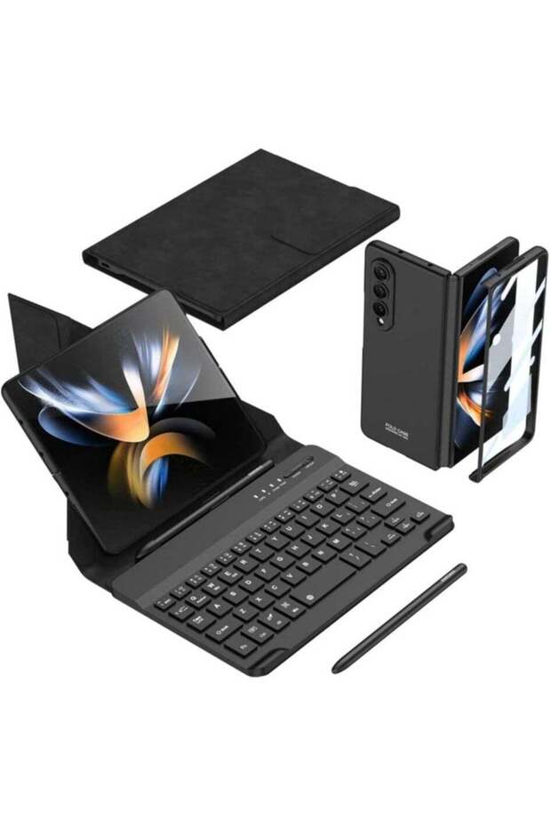 Samsung Galaxy Z Fold 4 Bluetooth Keyboard Case Leather Cover with (Keyboard Case + Fold 4 Case + S