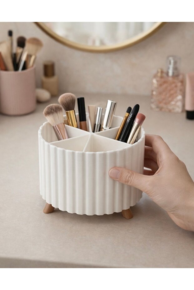 Makeup Brush Organizer Pen Holder – Desktop Organizer for Cosmetics and Office Supplies