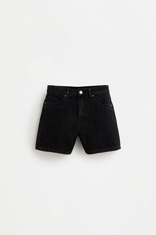 Basic denim mom şort - 6