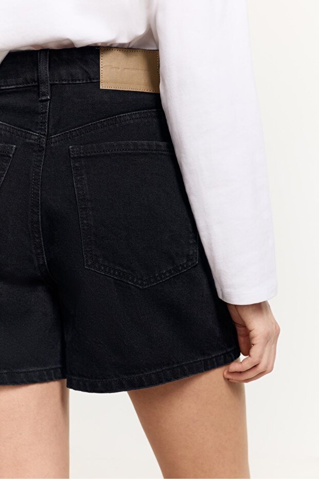 Basic denim mom şort - 3