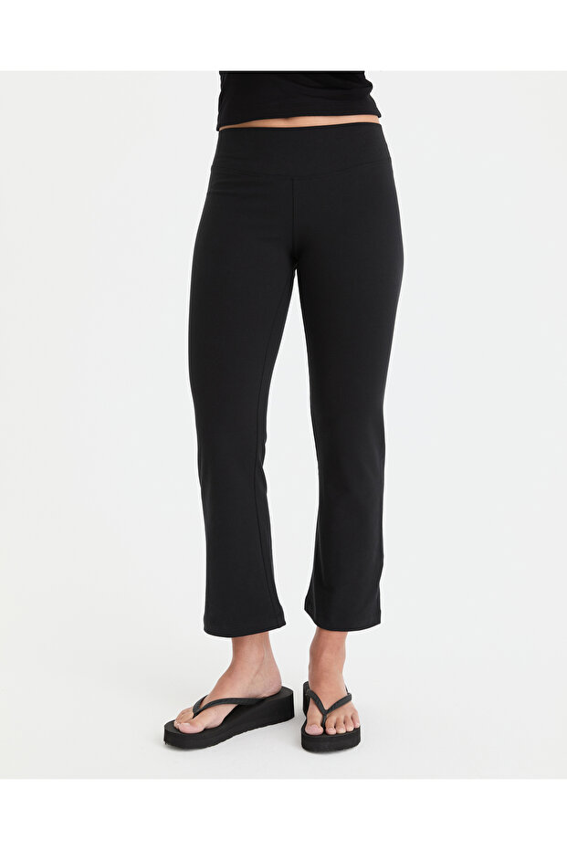 Black Organic Cotton Regular Waist 7/8 Midi Capri Leggings