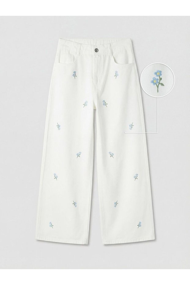 Lcw Kids Wideleg Embroidered Girls' Trousers