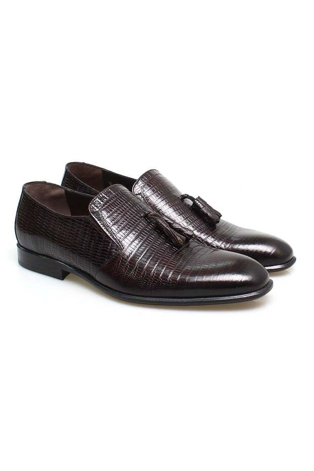 Brown Laceless Genuine Leather Men's Shoes