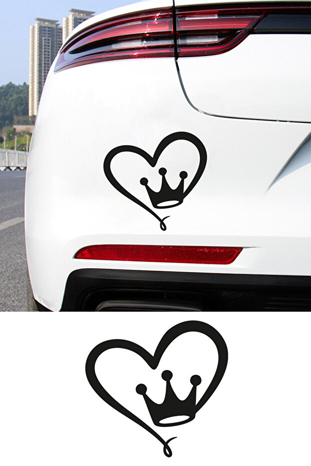Heart Crown Sticker - Heart Auto Sticker - Car Motor Helmet Sticker 15X14Cm
