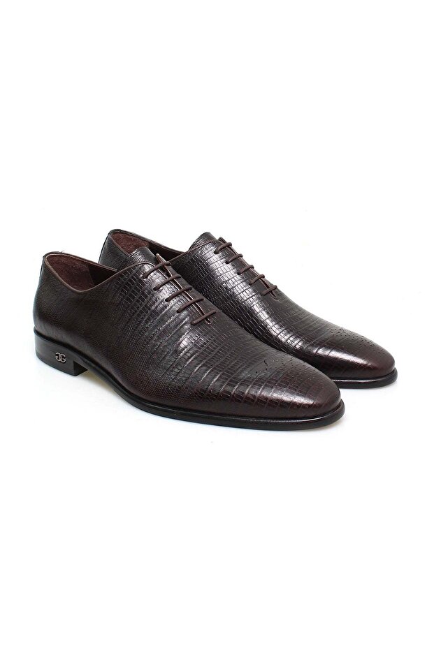 Brown Lace-Up Genuine Leather Sole Men's Shoes