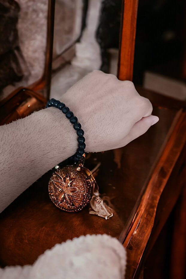 Patterned Shiny Onyx Bracelet Natural Stones Original Real Onyx Stone Bracelet