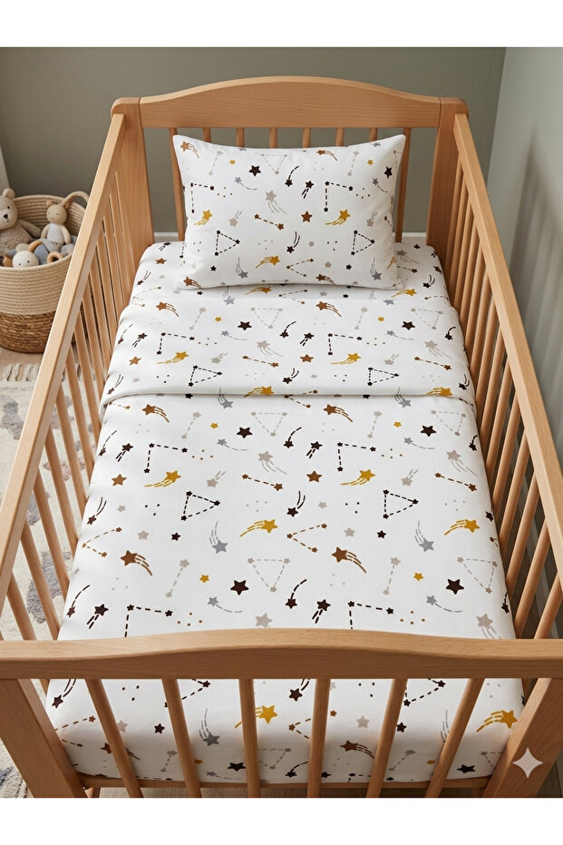 Yuvam bebek nevresim takımı (60x120 lastikli çarşaf,95x145 nevresim,35x45 yastık kılıfı)