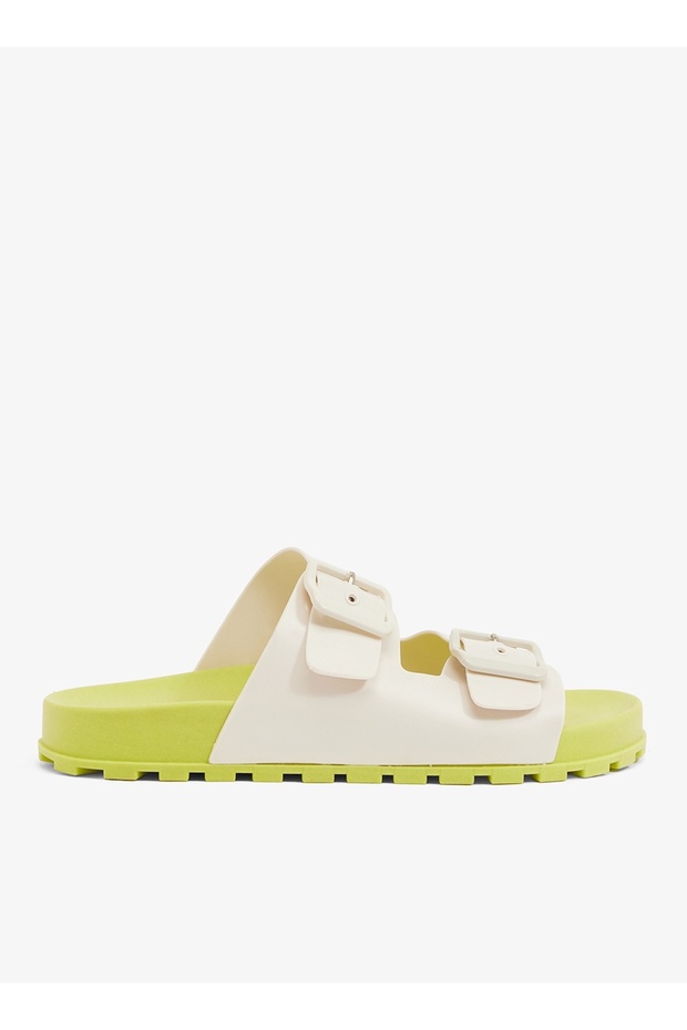 Folk Women's Birken Style Sandal With Adjustable Strap-Yellow/White, size-41