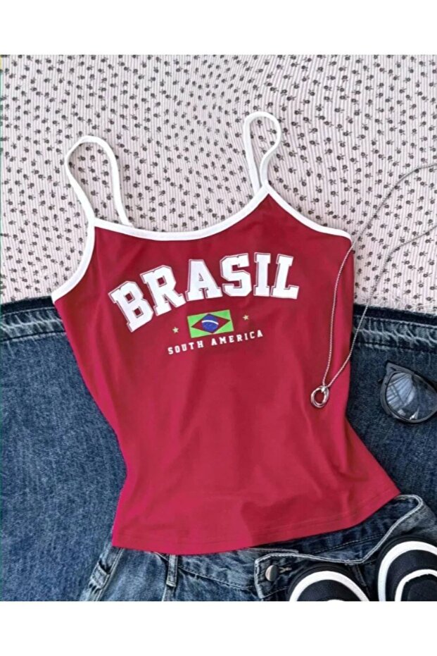 Women's Brazilian Printed Strappy Crop Blouse