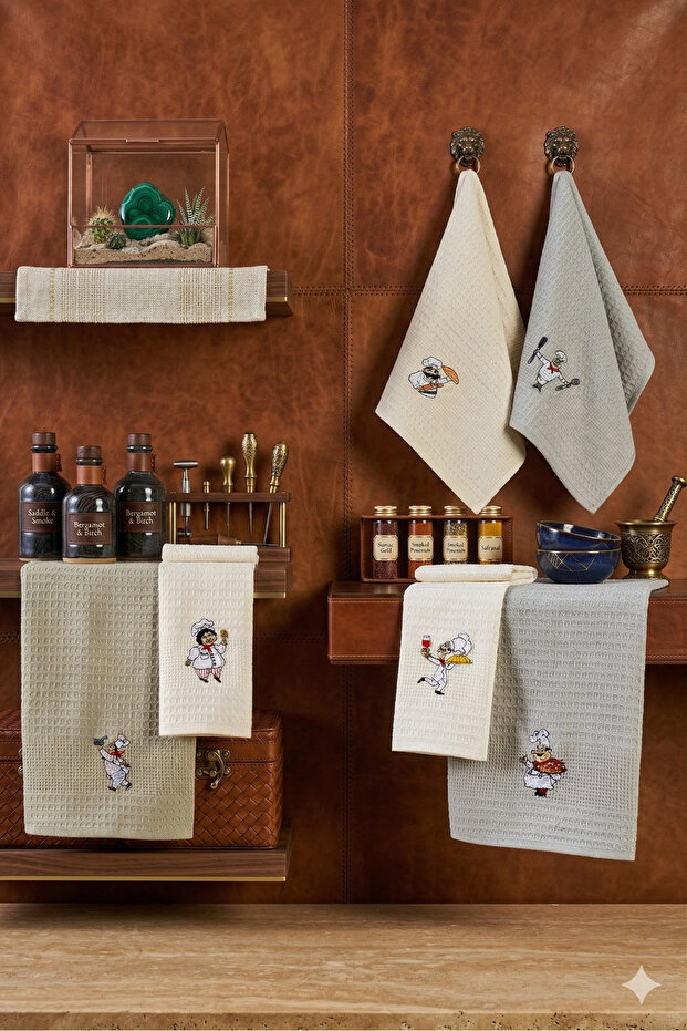 6-Piece Kitchen Towel Set Chef Embroidered 40 X 60